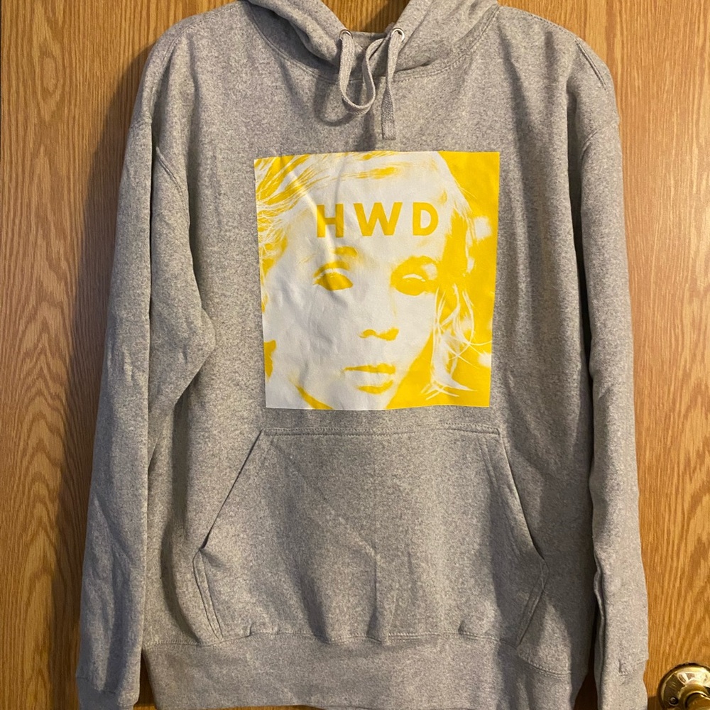 Gray and Yellow Graphic Sweatshirt Hoodie